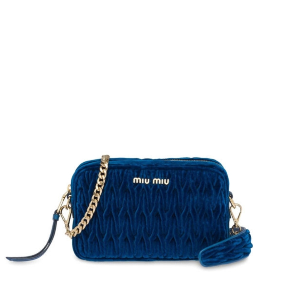 Miumiu blue velvet camera bag